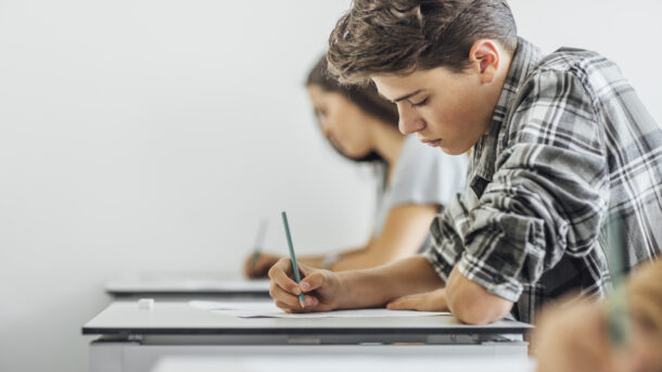 Teenage boy doing an exam