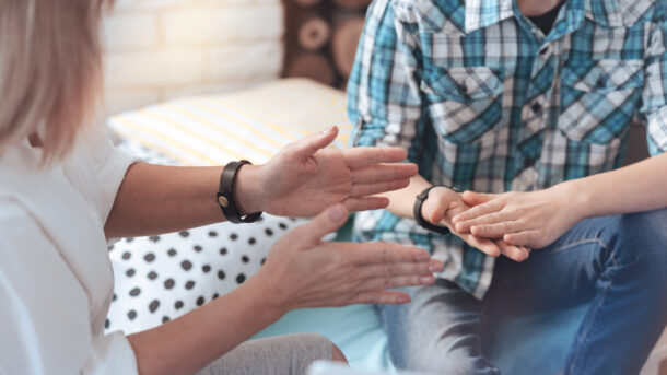 Support Worker having a conversation with a young person